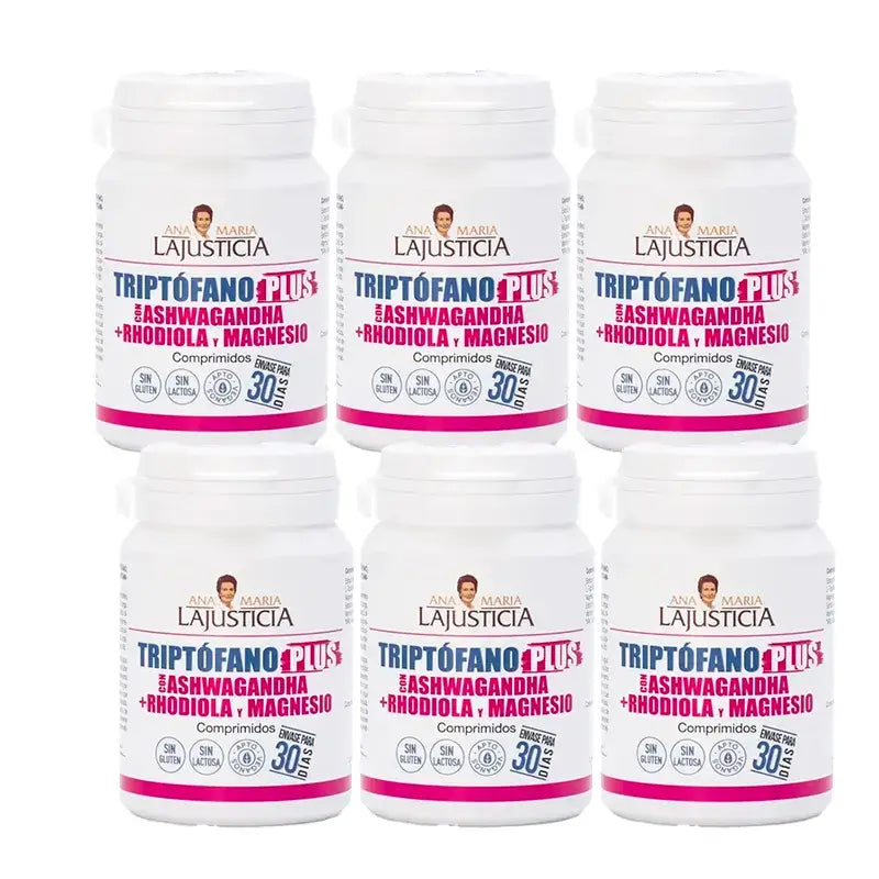 Ana Maria Lajusticia Tryptophan Plus with Ashwagandha + Rhodiola and Magnesium, Pack 6 x 60 tablets