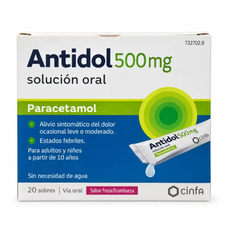 Antidol 500 Mg 20 Sachets Oral Solution, 20 sachets 5 ml oral solution