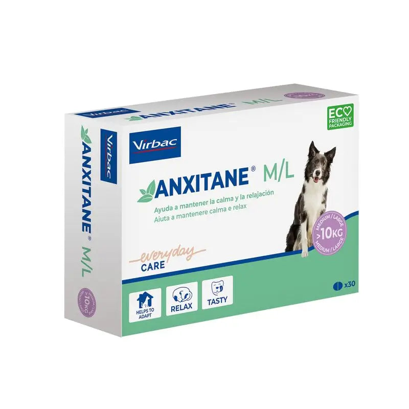 Virbac Anxitane M/L, 30 Relaxing Tablets For Dogs +10Kg