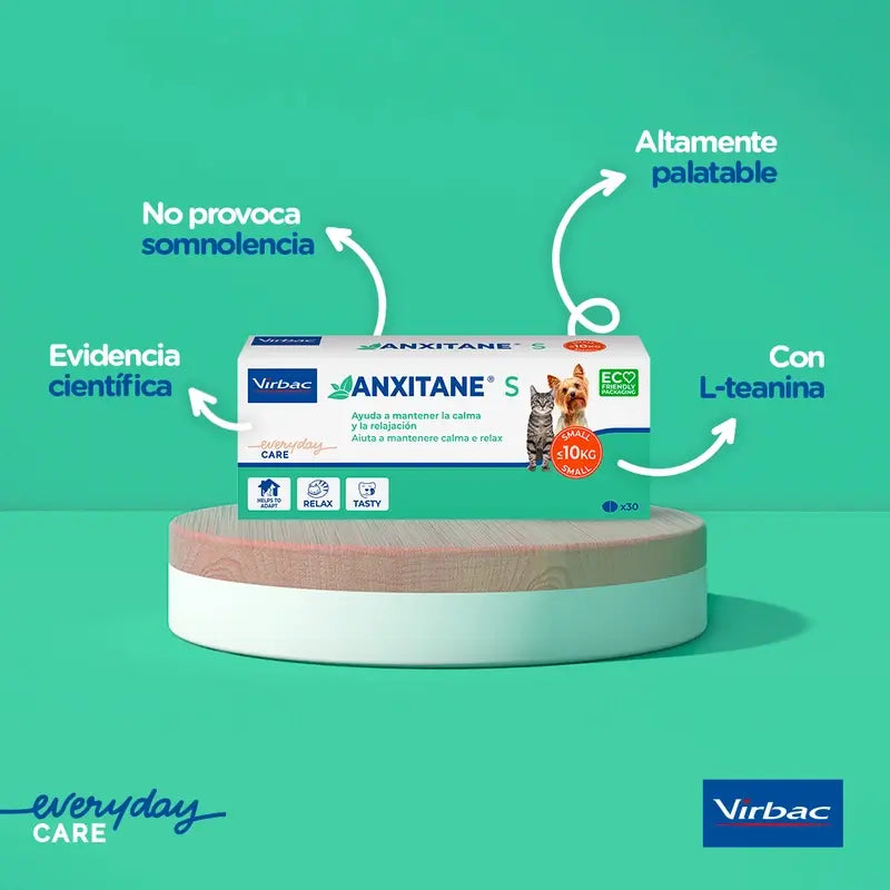 Virbac Anxitane S, 30 Relaxing Tablets For Cats and Dogs 0 - 10kg