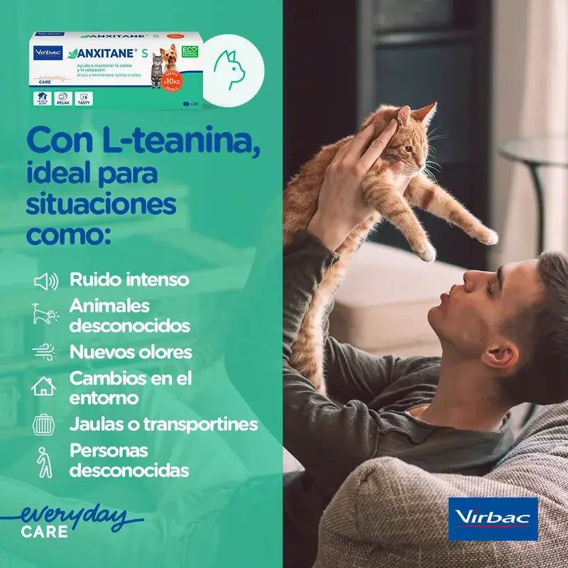 Virbac Anxitane S, 30 Relaxing Tablets For Cats and Dogs 0 - 10kg