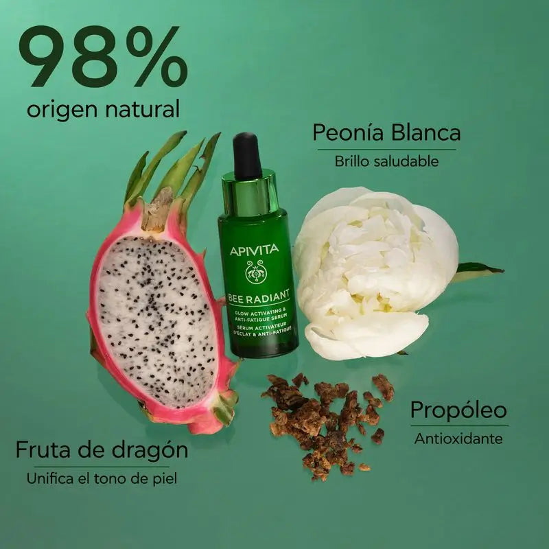 APIVITA Bee Radiant Brightening and Anti-Fatigue Serum with White Peony and Patented Propolis