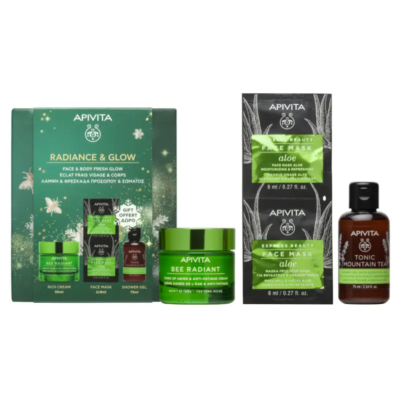 Apivita Bee Radiant Gift Set: Rich Cream, 50 + 2*8 + 75 ml