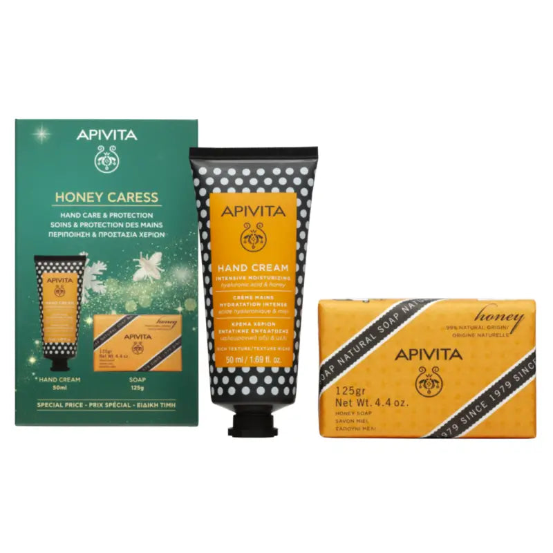 Apivita Intensive Hand Cream + Honey Soap Gift Set, 50 + 125 ml