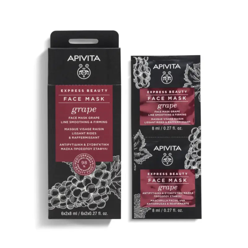Apivita Express Beauty Grape Face Mask - Anti-Wrinkle, 2x8 ml