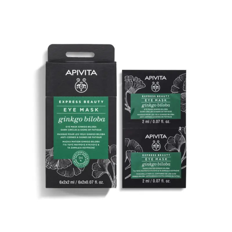 Apivita Express Beauty Ginkgo Biloba Eye Contour Mask, 2x2 ml