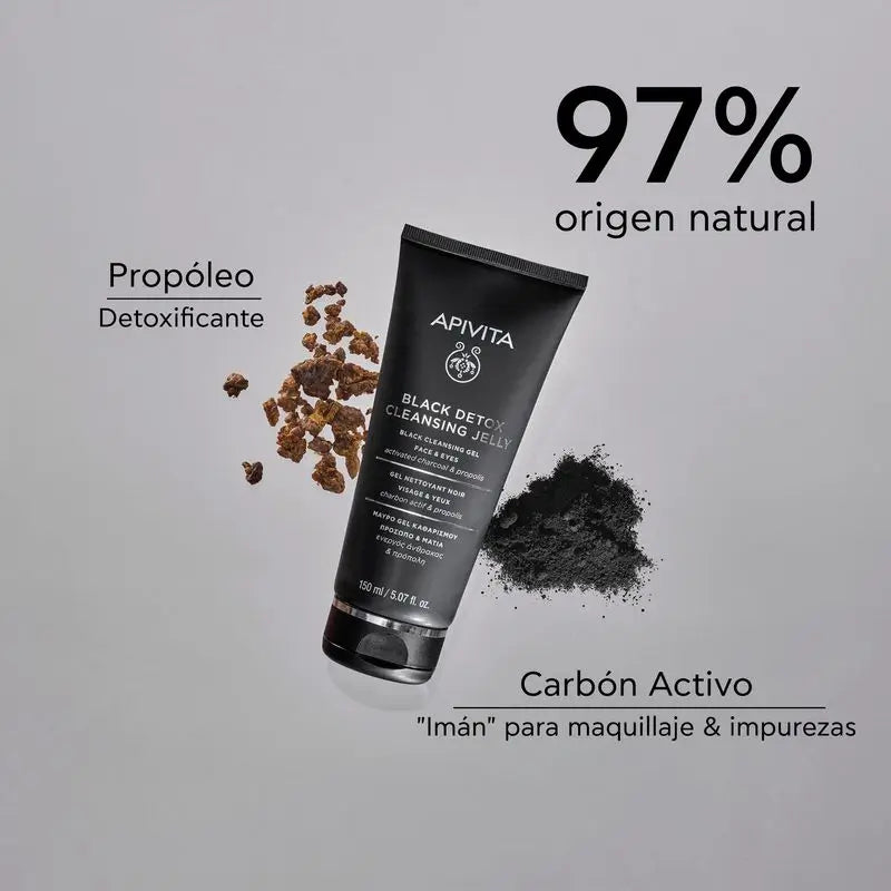 APIVITA Black Detox Cleanser with Active Charcoal and Propolis 150 ml
