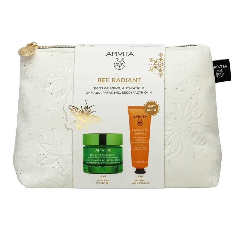 Apivita Promo Bee Radiant Age-Responsive & Anti-Fatigue Gel-Cream, 50Ml + Orange Face Mask, 50Ml