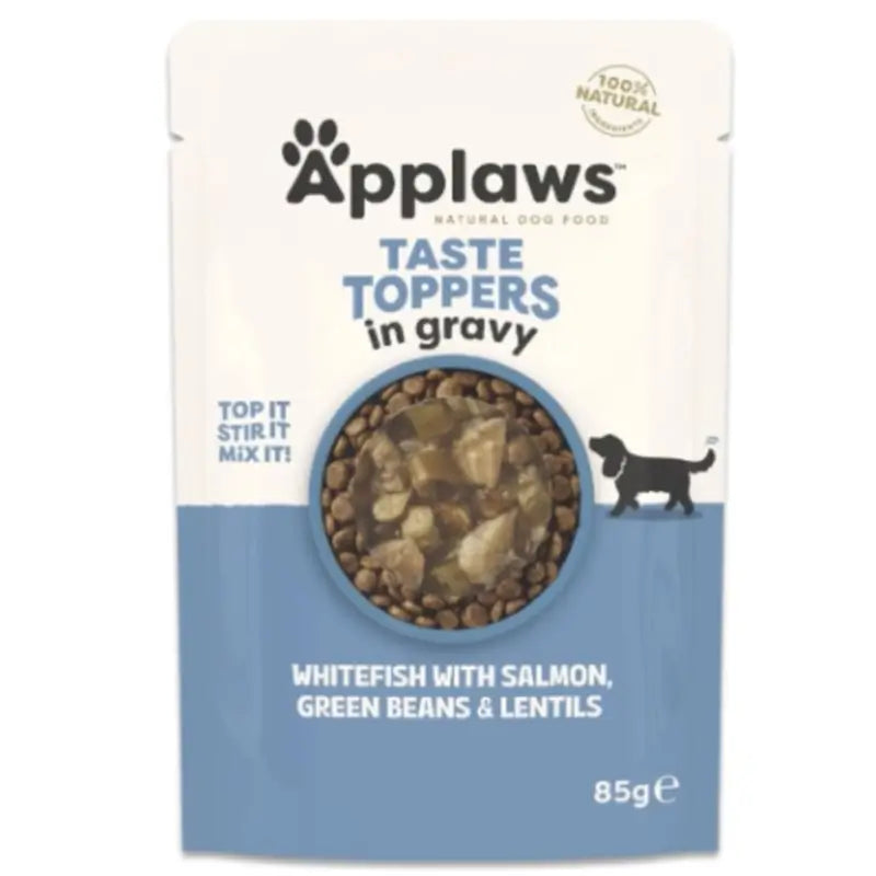 Applaws Dog Salmon and Green Bean Topper Pouch, 12 x 85 g