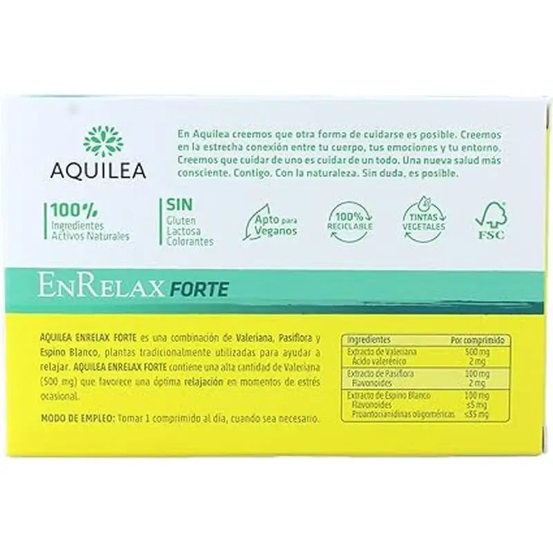 Aquilea Enrelax Forte 500 mg Valerian + Hawthorn + Passionflower, 30 tablets