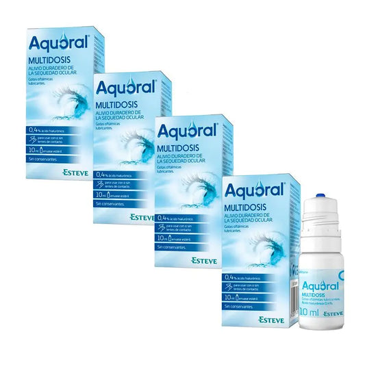 Aquoral Pack Ophthalmic Lubricating Eye Drops, 4 x 10 Ml