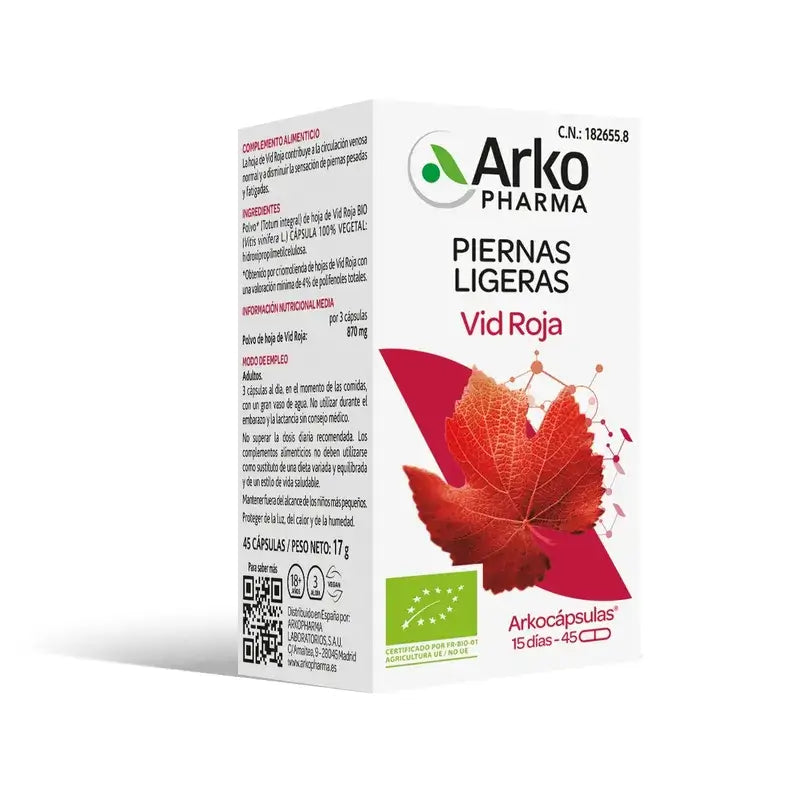 Arkopharma Arkopcápsulas Red Vine Bio, 45 capsules