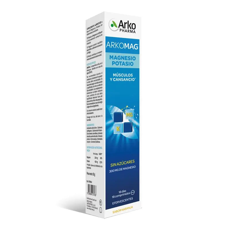 Arkomag Magnesium Potassium 18 Effervescent Tablets Arkopharma
