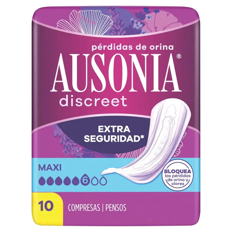 Ausonia Discreet Maxi Pads for Urine Leakage, 10 Units