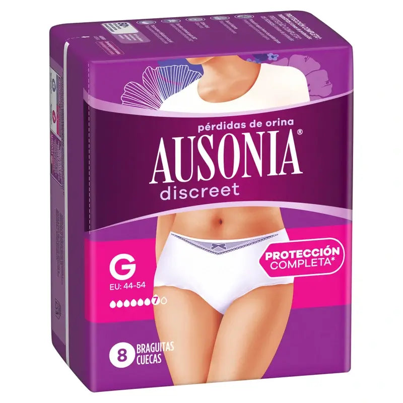 Ausonia Discreet Incontinence Briefs Plus Size G, 8 Briefs