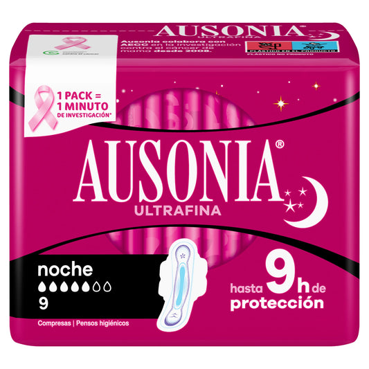 Ausonia Ultrafine Night Pads With Wings , 9 units