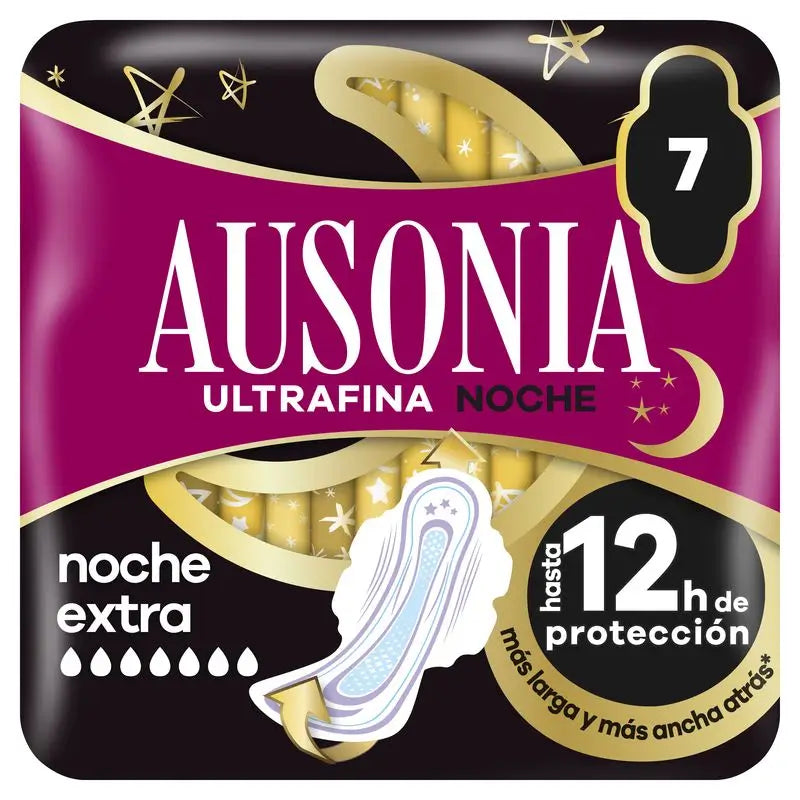 Ausonia Ultrafina Menstrual Night Extra Pads With Wings, 7 Units