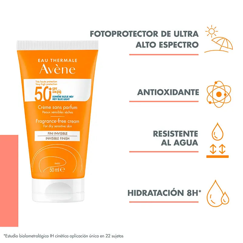 Avène Sunscreen SPF 50+ Unscented 50 ml