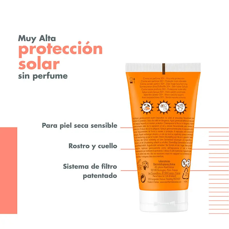 Avène Sunscreen SPF 50+ Unscented 50 ml