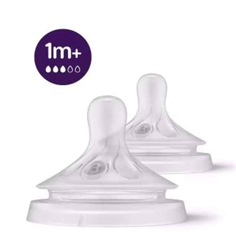 Avent 2 Teats Natural Response Teats T3 1M+ Scy963/02
