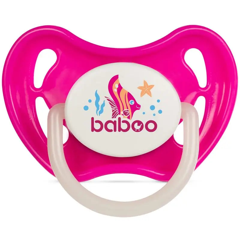 Baboo Symmetrical Silicone Soother, Glow In The Dark, 6+ Months Pink
