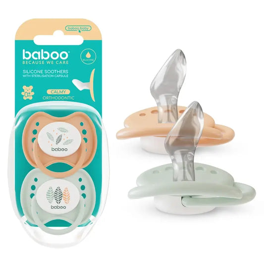 Baboo Calmy Anatomical Pacifiers 0-6 Months Peachy Keen, 2 pieces