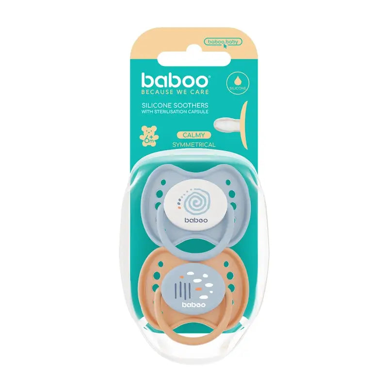 Baboo Calmy Physiological Pacifiers 6-12 Months Blue Haze, 2 units