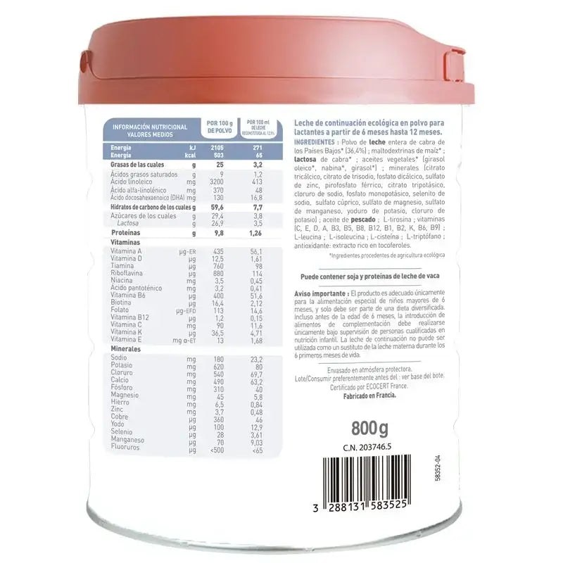 Babybio Caprea 2 Goat Milk 6-12 Months, Pack 3 x 800 g