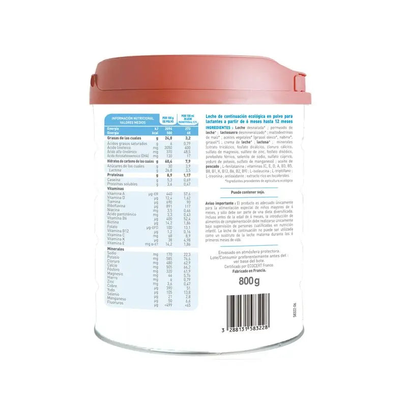 Babybio Primea 2 Cow's Milk Continuacion 6-12 Months, 800g