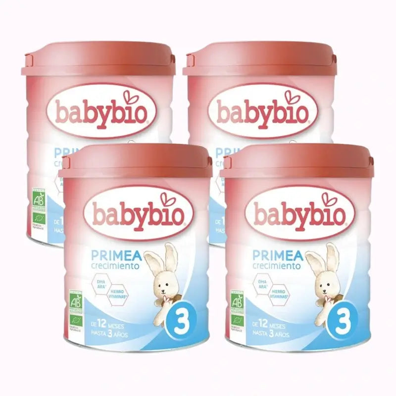 Babybio Primea 3 Cow's Milk Growth 12-36 Months, Pack 4 x 800 grams