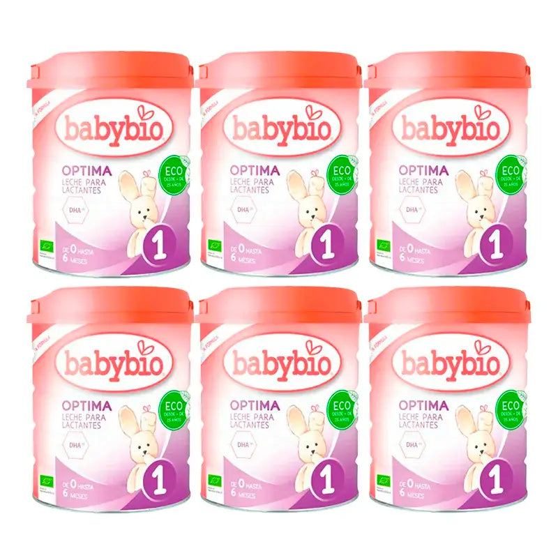 Babybio Optima 1 Cow's Milk 0-6 Months, Pack 6 x 800 grams