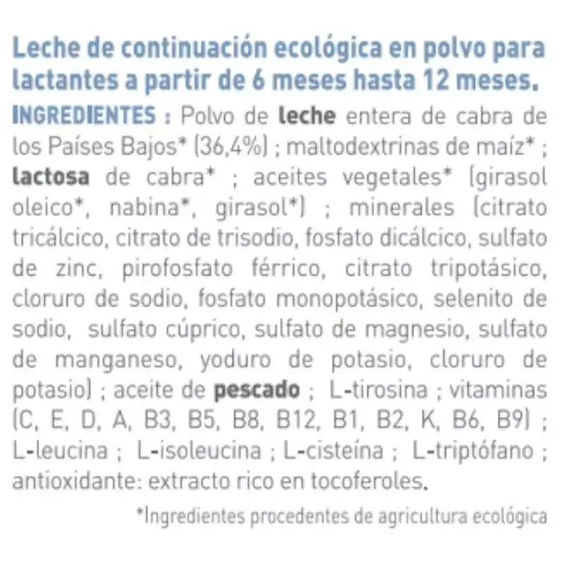 Babybio Caprea 2 Goat Milk 6-12 Months, Pack 6 x 800 g
