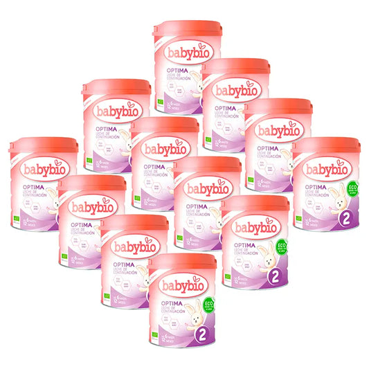 Babybio Optima 2 Cow's Milk 6-12 Months, Pack 12 x 800 grams