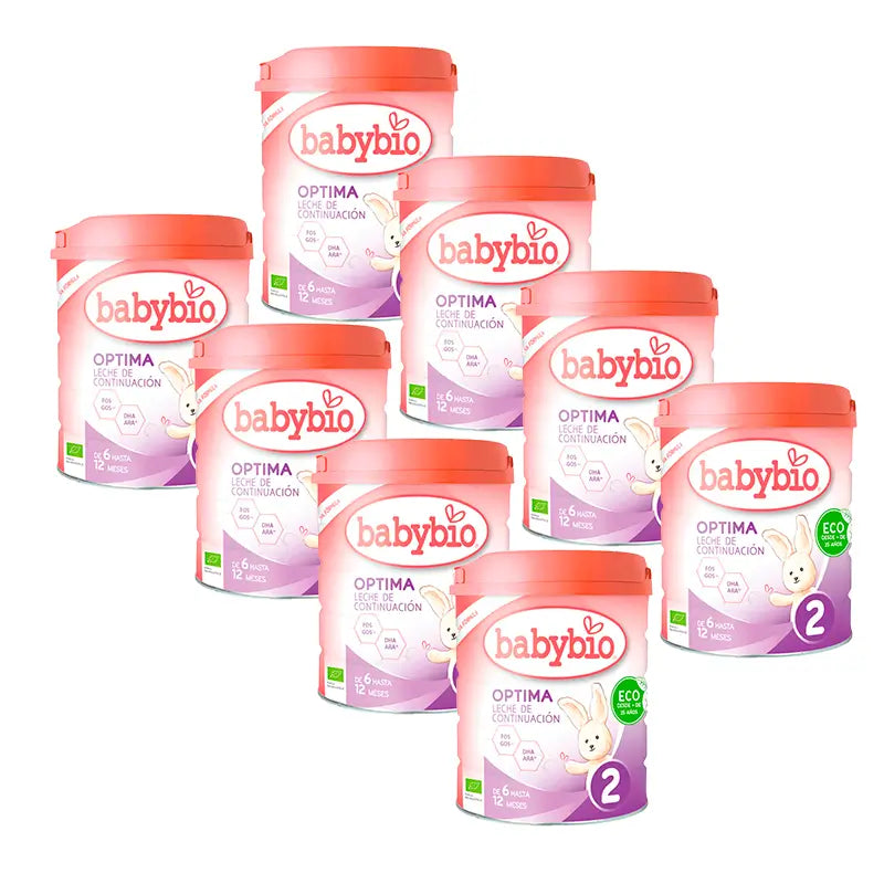 Babybio Optima 2 Cow's Milk 6-12 Months, Pack 8 x 800 grams