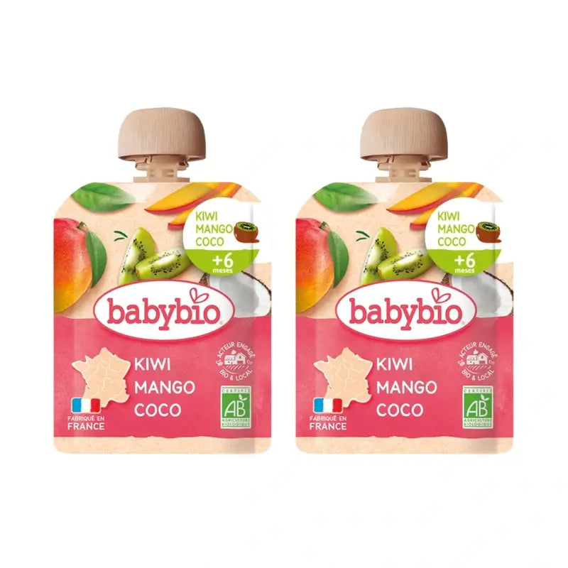Babybio Pouch Kiwi Mango Coconut, Pack 2 x 90 g