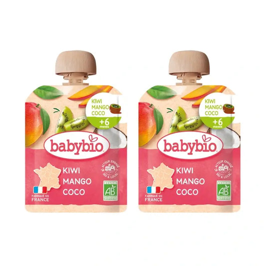 Babybio Pouch Kiwi Mango Coconut, Pack 2 x 90 g