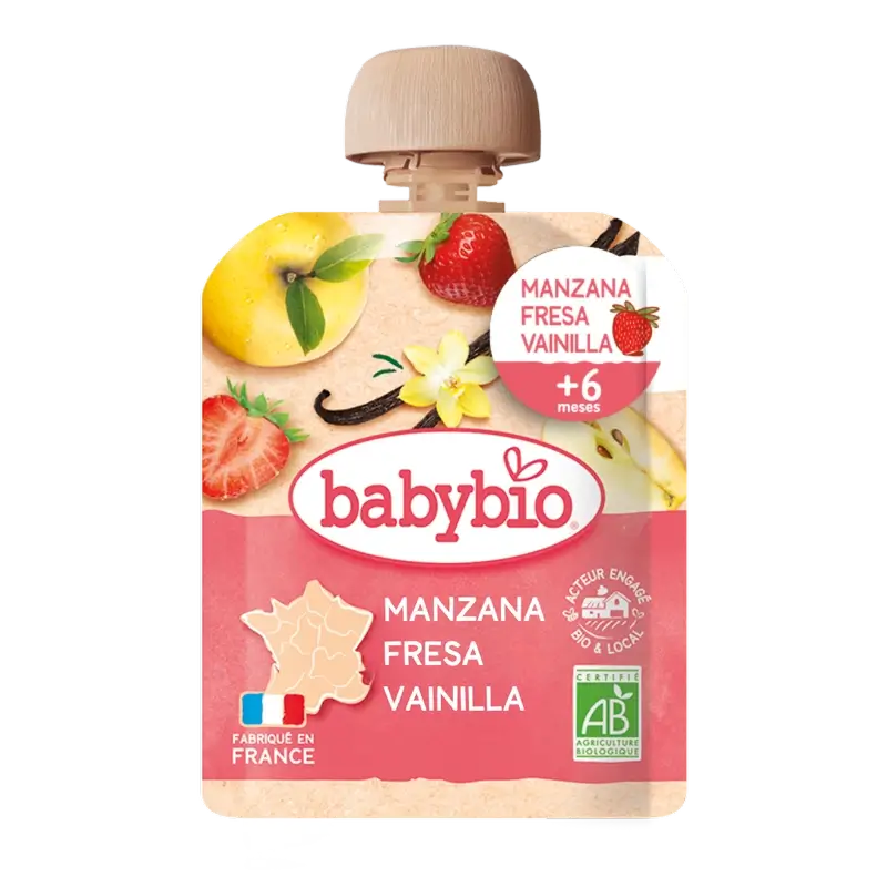 Babybio Pouch Apple Strawberry Vanilla, 90g