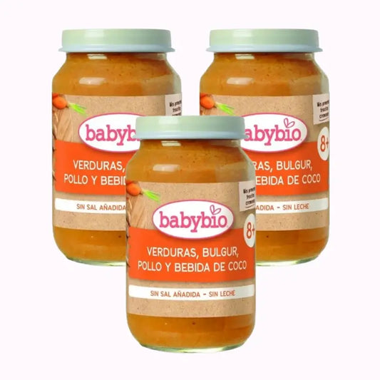 Babybio Vegetables Bulgur Chicken & Coconut Drink, Pack 3 x 200 grams