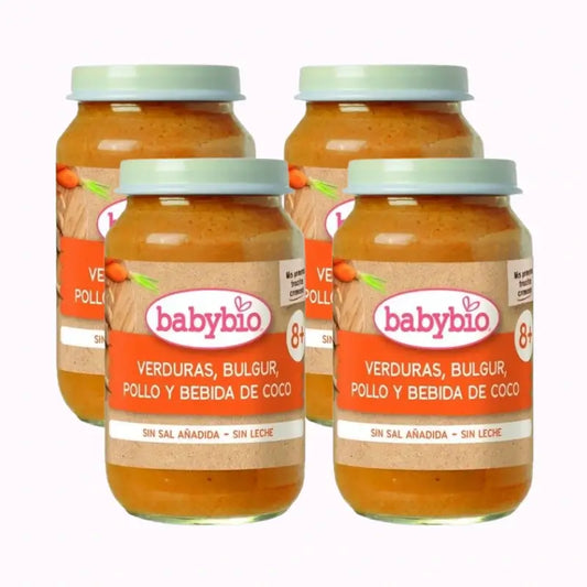 Babybio Vegetables Bulgur Chicken & Coconut Drink, Pack 4 x 200 grams