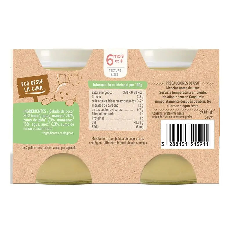 Babybio Yoghurt Coconut Mango Pineapple & Apple - 2X130 g
