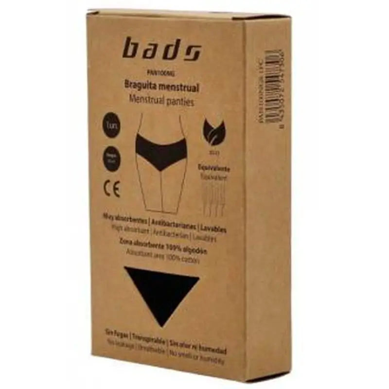 Bads Menstrual Panty Black With Seam Size M.
