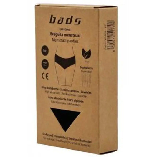 Bads Menstrual Panty Black With Seam Size M.