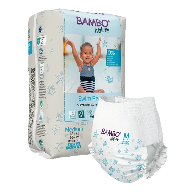 Bambo Nature Waterproof Nappies Size M (+12G), 12 pieces
