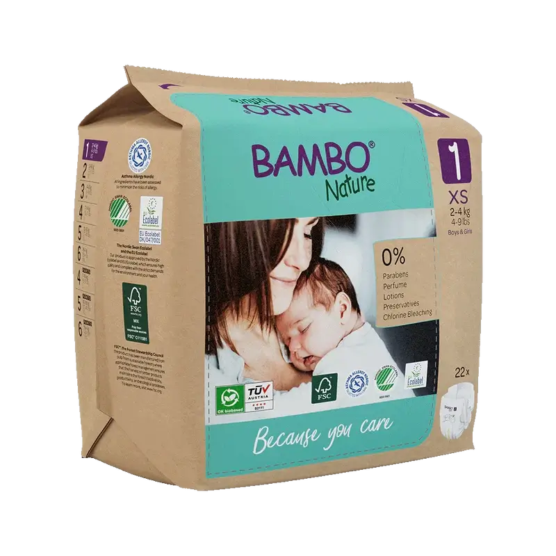 Bambo Nature Nappies Size 1 (2-4G), 22 pcs.