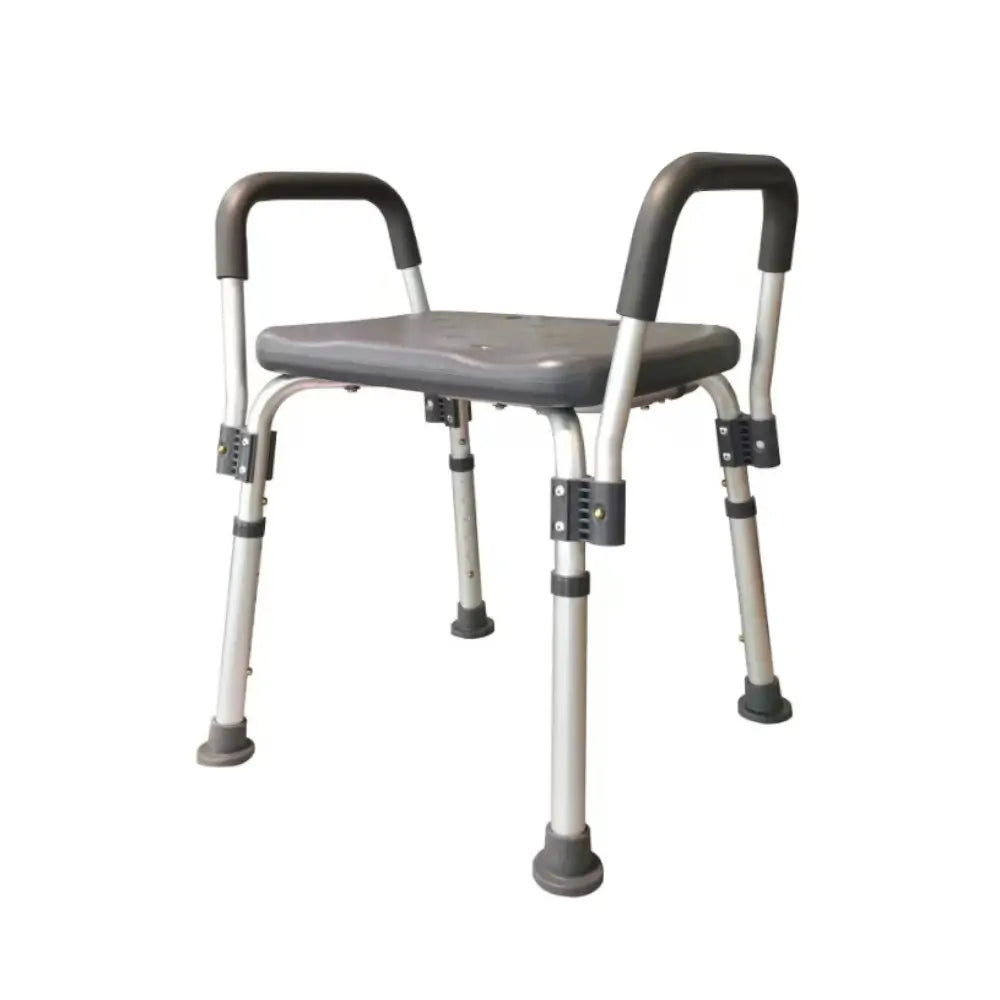 adjustable shower bench with armrests, grey
