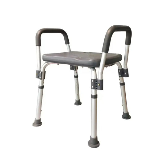 adjustable shower bench with armrests, grey