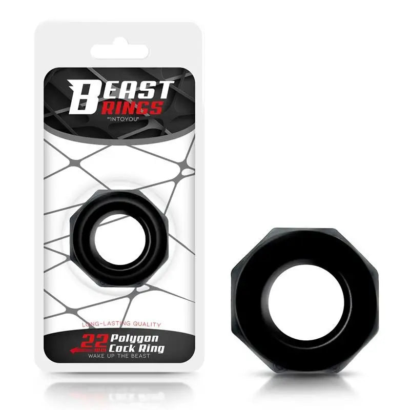Beast Rings Super Flexible Polygonal Penis Ring 2.2 Cm Black