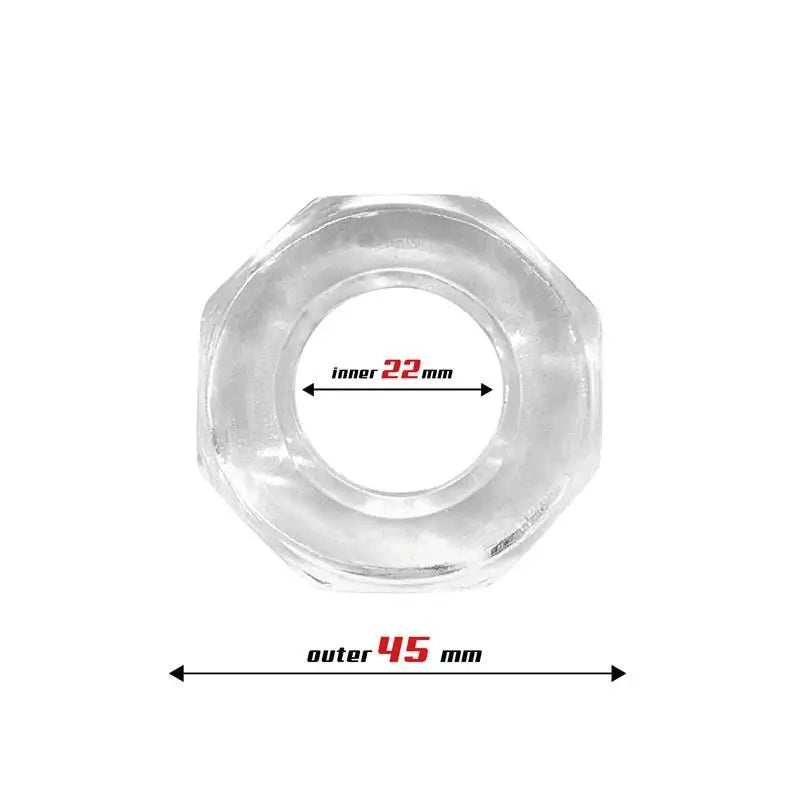 Beast Rings Super Flexible Polygonal Penis Ring 2.2 Cm Transparent
