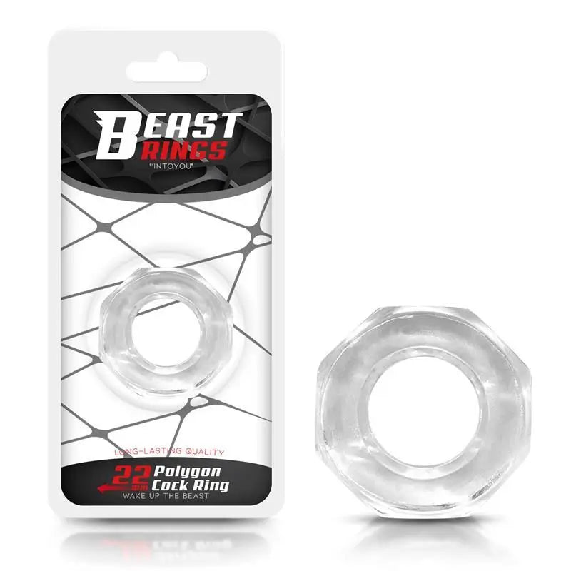 Beast Rings Super Flexible Polygonal Penis Ring 2.2 Cm Transparent