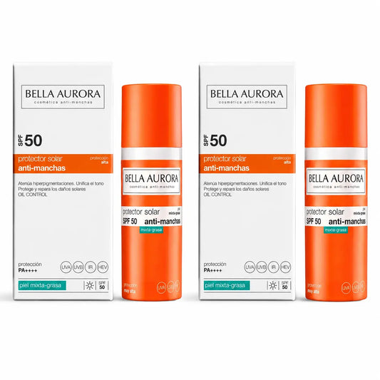 Bella Aurora Anti-Dark Spot Sunscreen SPF 50. Combination to Oily Skin, 50 ml, pack of 2